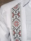 Mexican Mens Wedding Guayabera Shirt Long Sleeve Elegant Black Red Embroidery