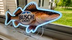 Busch Light Walleye Fish Lighted Led Advertising Sign Bar Beer Sign Fishing