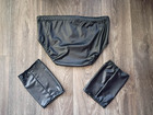 Men s Pro Wrestling Black Stretch Leather Trunks   Knee Pad Covers Sz M  32-34 