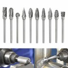10pc Tungsten Carbide Double Cut Rotary Burr Set Cutting Carving For Dremel Tool