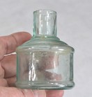 Antique Ink Bottle Lot   Cottage  Desk 4 Sheared Tops Light Aqua Original 1800