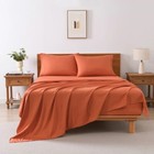 4 Pcs Soft Solid   Embroidery Bed Sheets Set Hotel Luxury  Cooling Bed Sheets