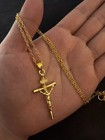 Real Solid Cross Pendant Plated Sterling Silverjesus Christ Necklace 18k Gold