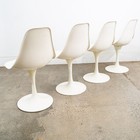 Mid Century Danish Modern Set 4 Burke White Chairs Knoll Style Round Base Side