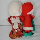 Vintage Santa Claus Mrs Claus Felt Boho Fabric Figures 10 5  Christmas Japan