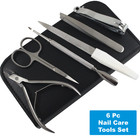 6 Pcs Pedicure manicure Tools Set Nail File Clippers Cleaner Cuticle Pusher Kit