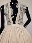 Victorian 19th C White Linen Full Slip Dress W Lace   Lacing Front