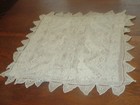 Vintage Ivory Cotton Crochet Figural Bird Reversible Floral  Pillow Cover Doily