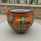 Talavera Cactus Planter   Hand-painted Desert Pot