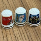 Vintage 1981 Advertisement Ceramic Thimbles Msr Imports Japan Miniature Lot Of 9