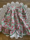 Vintage Christmas Apron Poinsettias Red Rick Rack Green Large Half Waist Tie