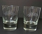 Baileys Set Of 2 High Ball Glasses Etched Design Bubble Base Heavy Bar Ware