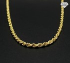 3mm Thick Gold Plated 925 Sterling Silver Diamond Cut Rope Chain Necklace Italy