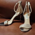 Nina Silver Open Toe High Heel Ankle Strap Bridal Shoes Eu 38 5 Medium