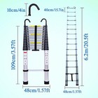 6 2m Aluminum Telescopic Extension Ladder Portable Lightweight Safety Lock Tools