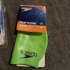 Speedo Junior Solid Silicone Swim Caps Lot Of 2 Blue Green Ages 6-14 Latex Free