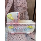 Vintage Ceramic Baby Carriage Bassinet Baby Shower Planter Gift Boy Or Girl 