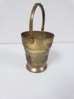 Vintage Epns Brass  Silver Plated Etched Ice Bucket With Handle India 8 5in H