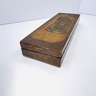 Vintage Handmade Wooden Pencil Box With Copper Bas-relief Design Truck Transport