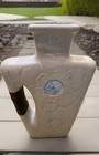 Large 17 5 tx11 w Ceramic Urn Floor Vase Off White Leather Trim