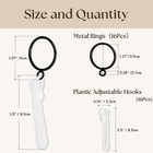 16 Pcs Black Metal Curtain Rings With Eyelet And 16 Pcs Adjustable Plastic Cu   