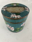 Vintage Chinese Cloisonn   Enamel Box W  Carved Jade Insert Floral Design Trinket