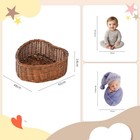 Newborn Photography Props Brown Heart Shaped Rattan Basket Handcrafted Baby B   