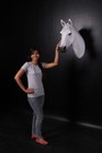 Hanging White Horse Head Life Size Resin Statue Western Theme Wall Decor Prop