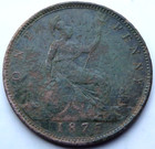 1875 Victorian One Penny Coin Queen Victoria See Pics X 152
