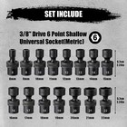 15 Piece 3 8  Drive 6 Point Universal Flex Impact Socket Set  Metric  8mm - 22mm