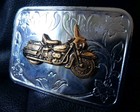 Vintage Motorcycle Metal brass Belt Buckle - 1970s - 3 25     2 25  - Never Used 