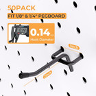 50 Pack Black Pegboard Hooks  2 Inch Peg Board Hooks Accessories