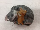Vintage Mann Mama Cat With Baby Kitty Musical Figurine Ceramic Hand Painted Mcm