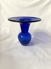 Ladies Spittoon Vase Late 1800s Antique Cobalt Blue Glass Hand Blown 7    Wide Htf