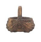 Antique Miniature Handwoven Splint Oak Buttock Basket Single Bentwood Handle