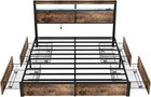 King Queen Full 4 Drawers Platform Bed Frame With Led Light  Charging Station