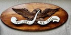 Antique American Folk Art Wood Carved Bellamy Style Eagle Plaque 24   