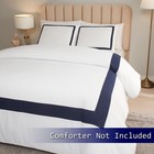 Hotel Duvet Cover Set Queen Size 3pcs Microfiber Navy Line Pattern Bedding Co   