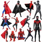 Spider-man Jumpsuit Cosplay Costume Spiderman Miles Morales Bodysuit With Capes