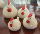 Vintage Small Chicken Figurine White Country Farm House Ceramic Decor