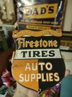 Vintage Rare Firestone Porcelain Metal Tire Sign Gas Oil Garage Auto Parts