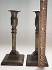 Vintage Tall Brass Candle Sticks Pair Of 2 Heavy 8 5  Square Base