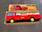 Japan Tin Litho Friction Mobil Gas Tanker Truck W box 1950