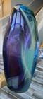 J  Fitzpatrick Art Glass Blue Purple Rose Vase