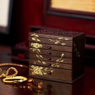 Hand-painted Rose Wooden Jewelry Box  7 Layer Jewelry Organizer  Vintage Wood   