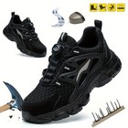 Men Safety Toe Work Shoes Rotating Buckle Breathable Non-slip Steel Toe Sneakers
