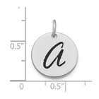 14k White Gold Polished Letter A Black Epoxy Initial Disk Charm