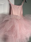 Girls Pink Sleeveless Ballet Dance Tutu Leotard Dress Nylon Size L