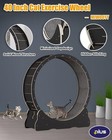 Large Cat Exercise Wheel 40 Inch - Black Solid Wood Cat Wheel Exerciser For I   