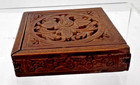 Antique Wood Puzzle In Box Open Fretwork Floral Victorian Design Miniature